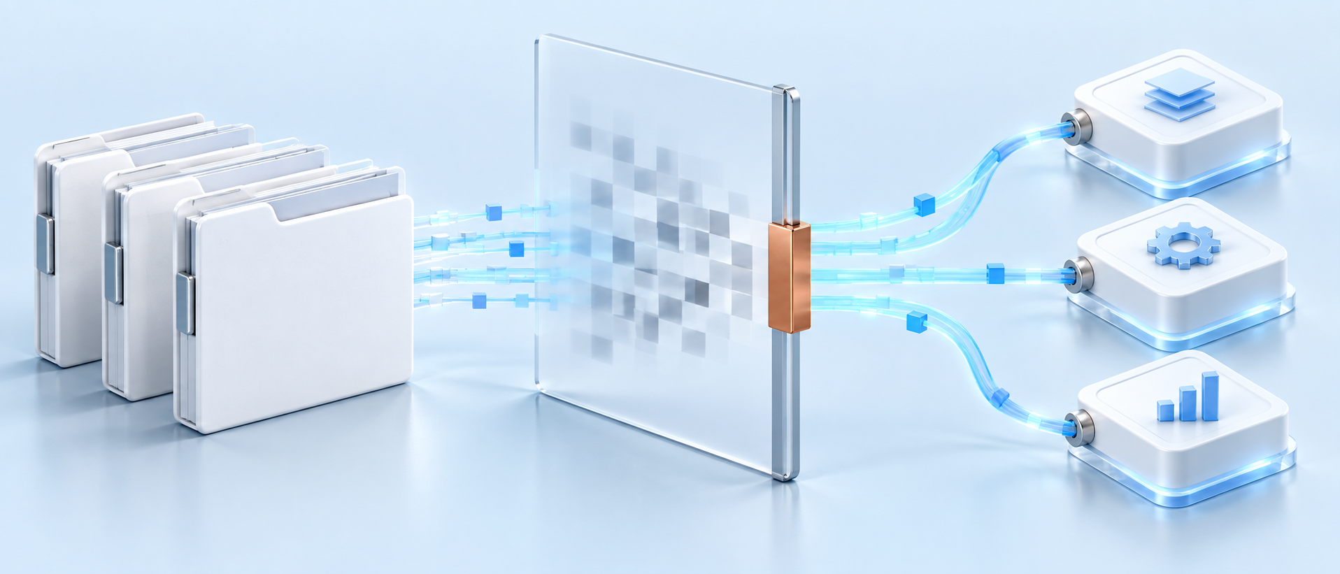 Anonymized enterprise case files pass through a privacy screen and become reusable AI security lesson modules.