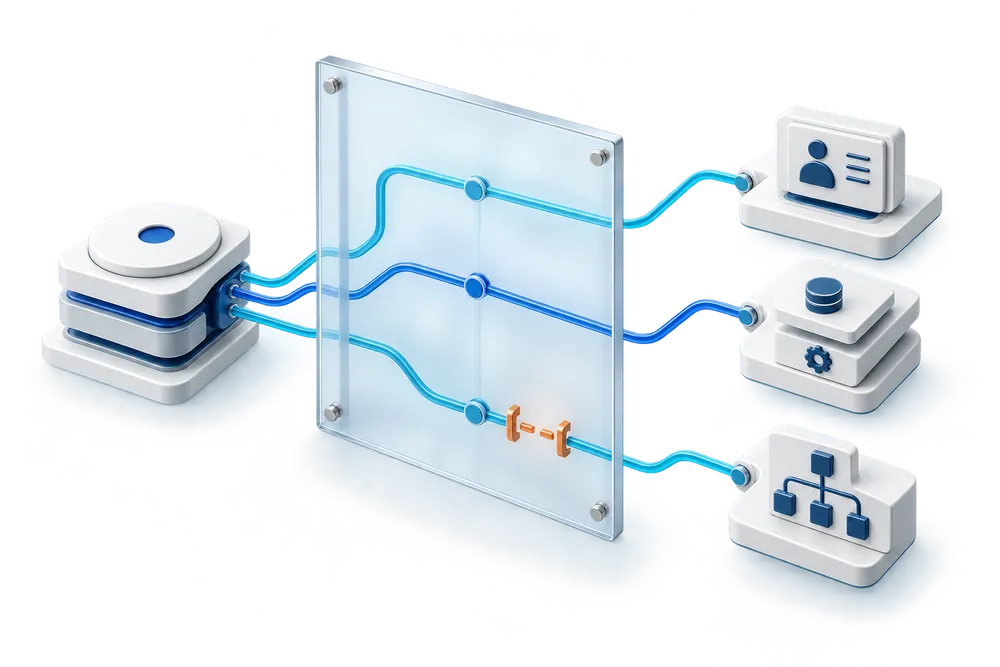 AgentShield visual showing an enterprise authority boundary around AI agent access, tools, and actions.