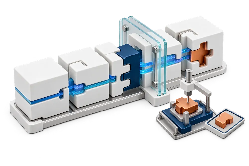 Software components move through an engineered integration and validation process.