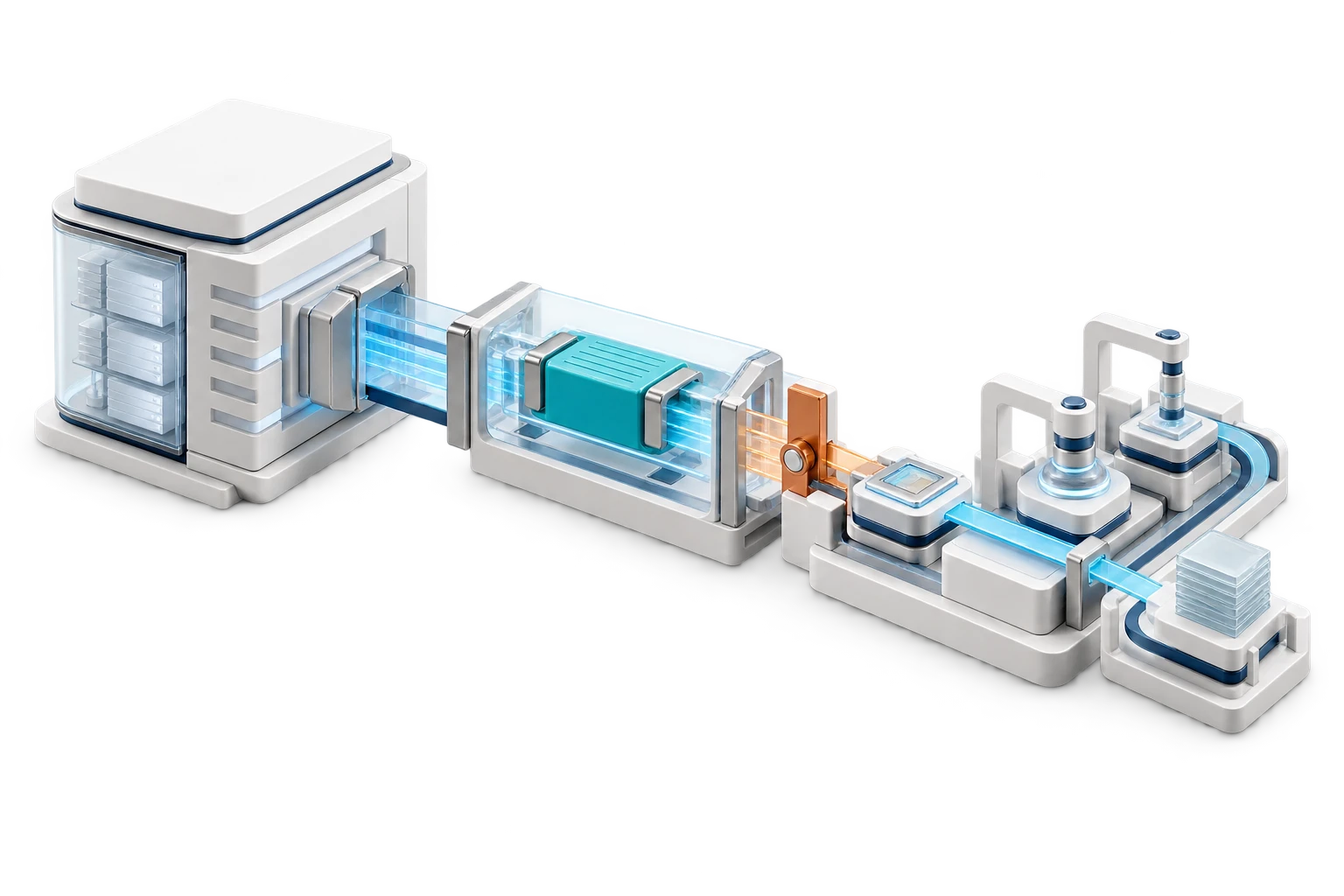 Enterprise records and AI orchestration connect through defined integrations and a review point.